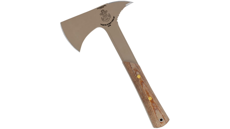 Condor Fortis Fidelis Axe, 7 desert tan powder coated 1075HC steel axe head , Natural linen micarta handle, CTK1816-6.7HC