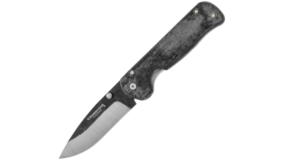 Condor Krakatoa Linerlock Army Green Folding Knife, 3.5 natural finish 1095HC steel blade, Green canvas micarta handle, CTK3937-4.27HC