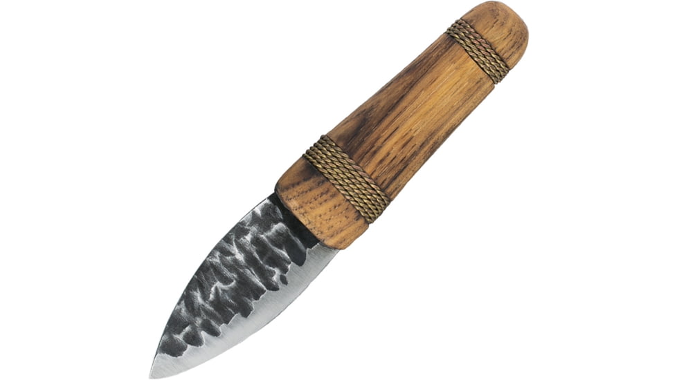 Condor Tool and Knife Otzi Knife, 5.5in Overall, 2.25in Hand Forged 1095Hc Steel Blade, American Hickory Handle With Recessed Wire Wrapping, Brown Leather Sheath, CTK3922-2.2