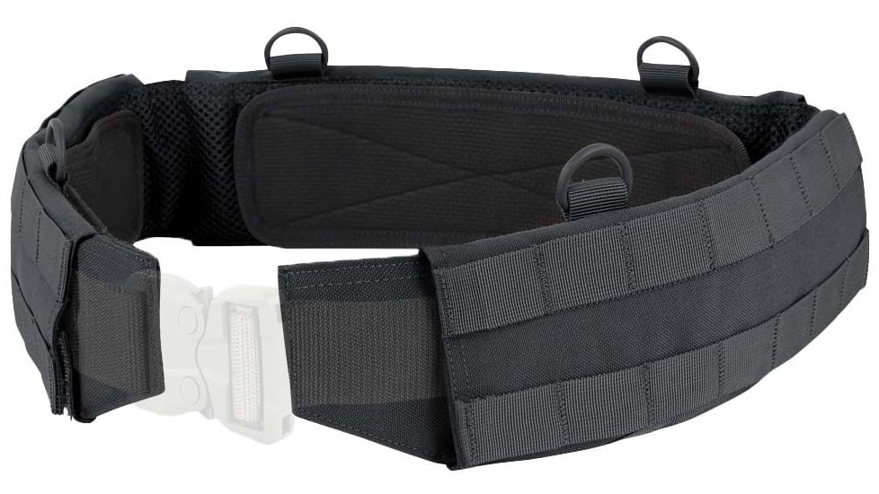 Condor Outdoor Slim Battle Belt w/ Removable Anti-Slip Rubberized Pads, Black, Medium, 121160-002-M