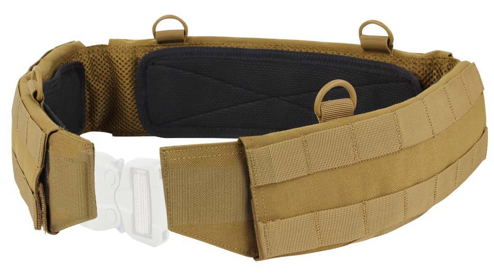 Condor Outdoor Slim Battle Belt w/ Removable Anti-Slip Rubberized Pads, Coyote Brown, Large, 121160-498-L