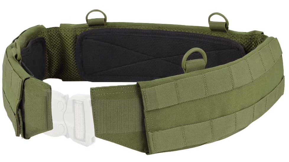 Condor Outdoor Slim Battle Belt w/ Removable Anti-Slip Rubberized Pads, Olive Drab, Medium, 121160-001-M