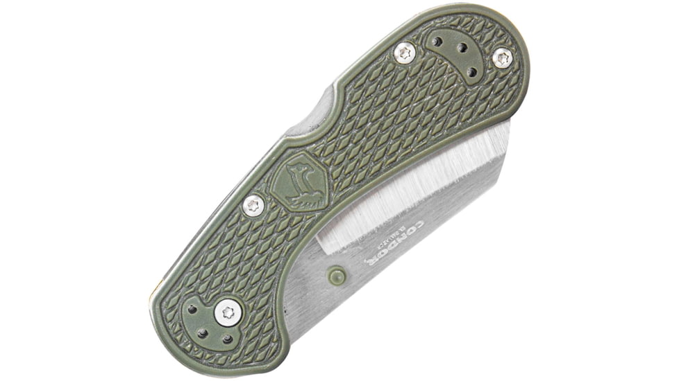 Condor Tool and Knife Cadejo Lockback Folding Knife, 3.88in Closed, 2.88in Satin 14C28N Sandvik Stainless Cleaver Blade, Green Textured Zy-Ex Handle, CTK816-2.8Z-SK