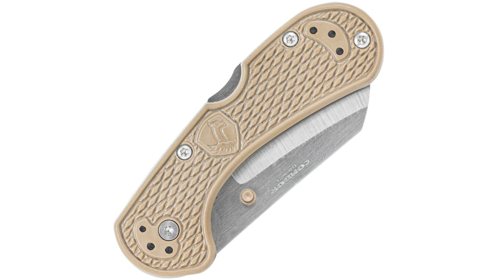 Condor Tool and Knife Cadejo Lockback Folding Knife, 3.88in Closed, 2.88in Satin 14C28N Sandvik Stainless Cleaver Blade, Tan Textured Zy-Ex Handle, CTK815-2.8Z-SK