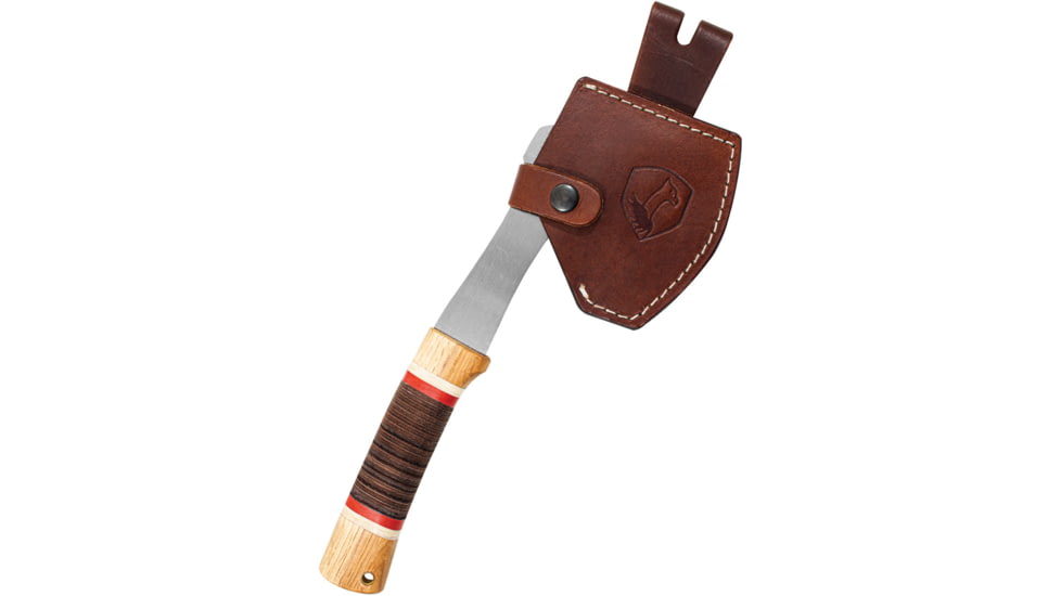 Condor Tool and Knife Country Backroads Axe, 12.25in Overall, 4.13in Satin 1075HC Steel Axe Head w/ 4.25in Cutting Edge, American Hickory/Stacked Leather Handle, Leather Sheath, CTK2853-4.1-HC