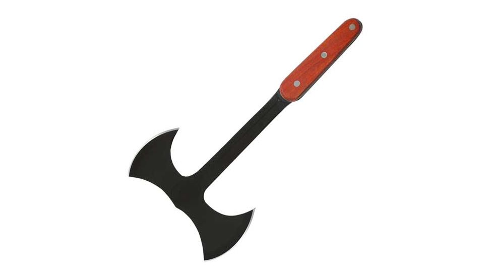 Condor Tool and Knife Double Bit Combat Axe, Wood Handle, Black Blade, Leather Sh. CTK4011BC