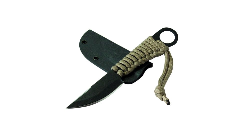 Condor Tool and Knife Kickback Knive, 1075 High Carbon Steel Black Traction Powder Coating Blade, Paracord Wrapped Handle, CTK1802-2.75HC