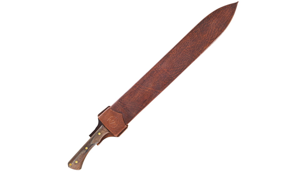 Condor Tool and Knife Polar Wind Machete Knife, 27in Overall, 20.38in Blasted Satin 1075HC Steel Blade, Walnut Handle, Brown Leather Belt Sheath, CTK2851-20.3-HC