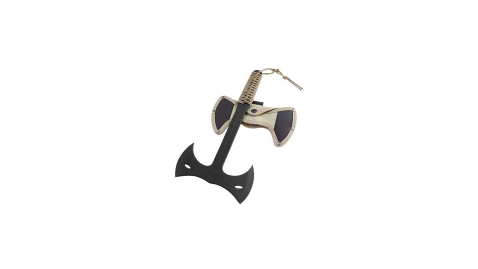 Condor Tool and Knife Throwing Axe Double Bit Canvas Sheat, 1075 High Carbon Steel Epoxy Black Powder Coating, Paracord Wrapped Handle, CTK1402-1.4