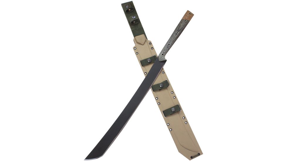 Condor Tool and Knife Yoshimi Machete Fixed Blade Knife, 19.13in, 1075HC Steel, Tanto, Black, Linen Micarta Handle, CTK1807-19.3