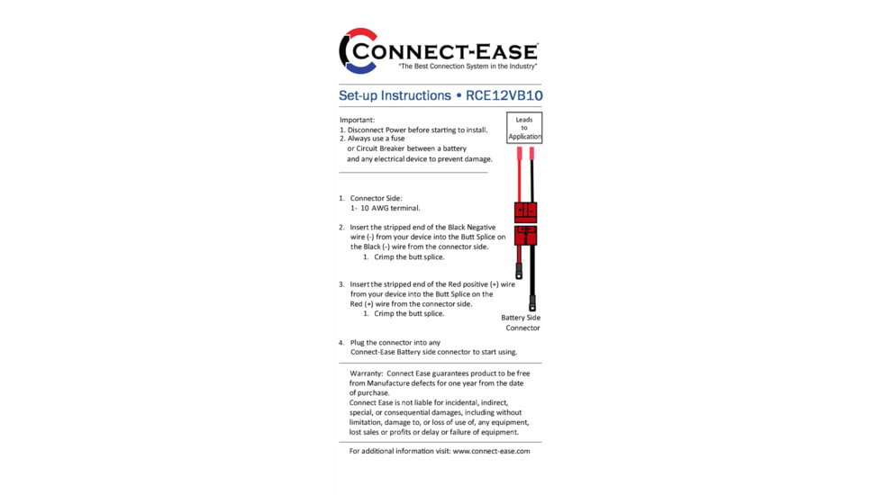 Connect-Ease Connect Ease Ce12Vb1D Easy 12 Volt Single Device Connector, RCE12VB10