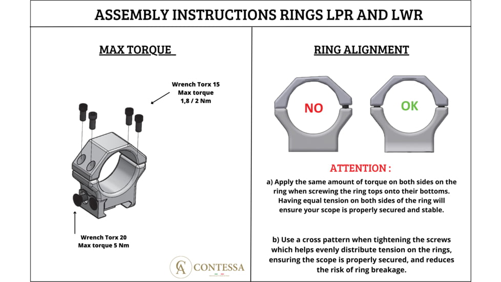 Contessa Light Picatinny Rings, Black, 34mm, 19mm, LPR03/C