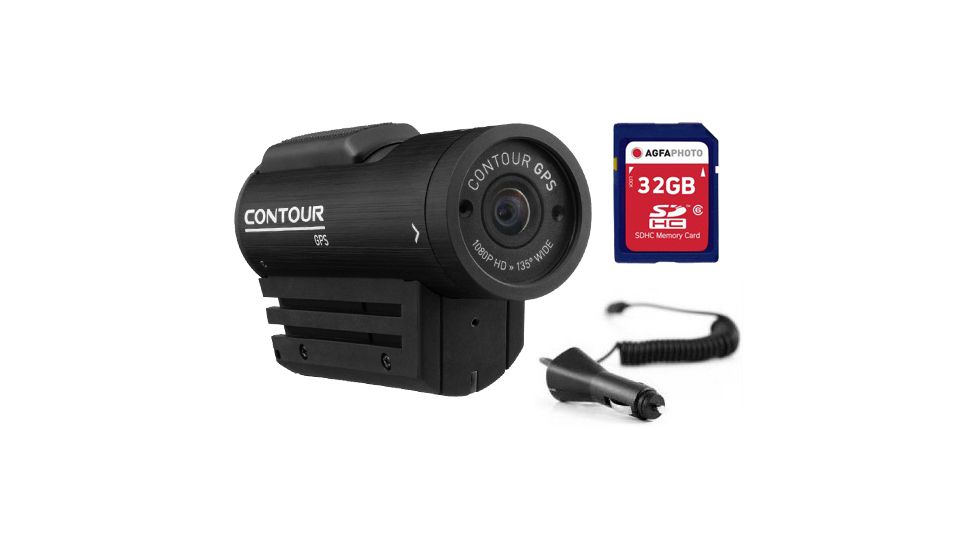 Contour GPS Video Tracking Camera 1400, Contour Camera Car Charger 2900 and AGFAPhoto 32GB SDHC Memory Card AP32GIGSDHCCL10 