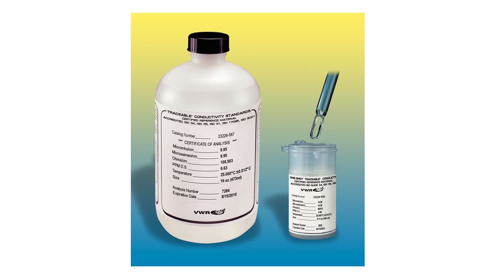 VWR Conductivity Calibration Standards 4179 Single-Use, 100 Ml (3.4 oz.) Polyethylene Bottles (NIST/ISO 17025 Certificate)