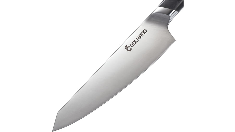 Cool Hand G10 Fixed Blade Chef's Knife, 13in Overall, 8in Satin Finish 1.4116 Stainless Blade, Black G10 Handle, 7198GG10
