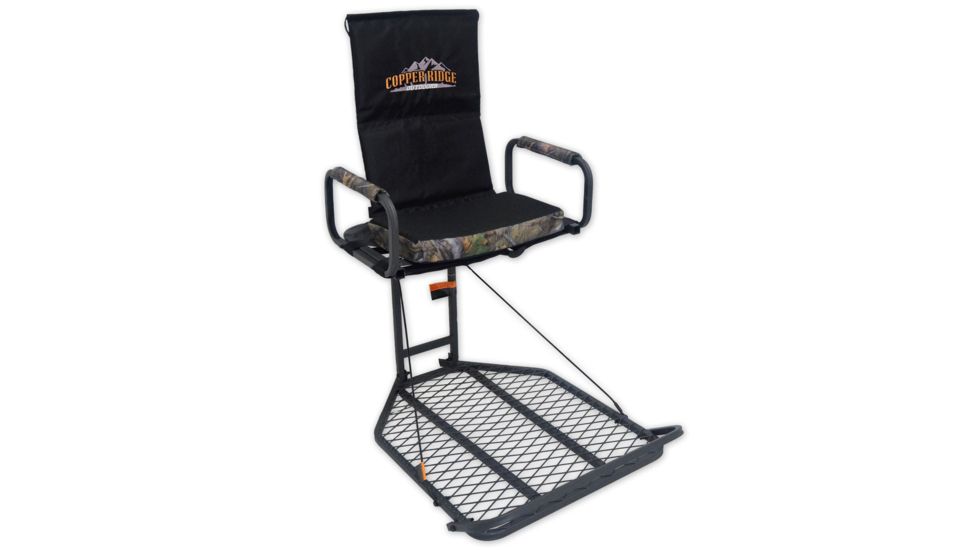 Copper Ridge Outdoors Deluxe Hang On Tree Stand, 24 x 32 inch Platform, Black/Tree Camo 02-MKHS01-DC1CR