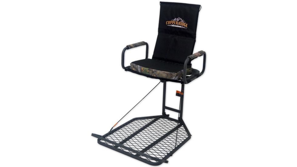 Copper Ridge Outdoors Deluxe Hang On Tree Stand, 24 x 32 inch Platform, Black/Tree Camo 02-MKHS01-DC1CR