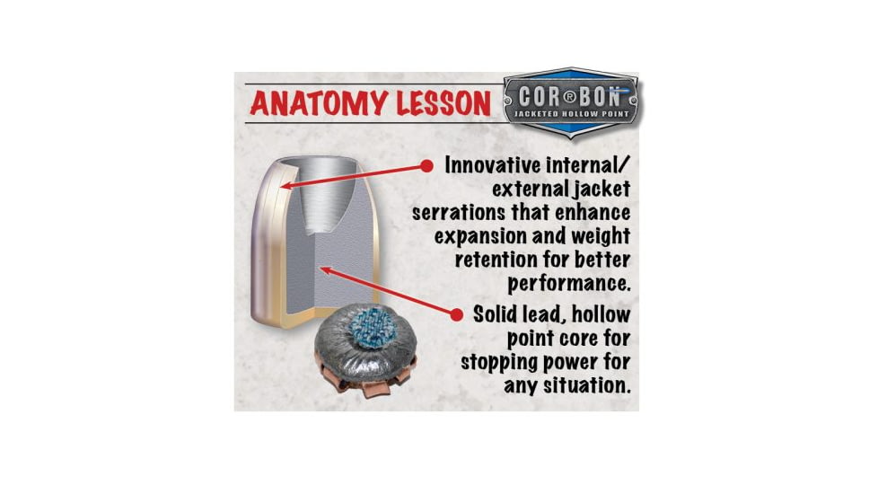 Cor Bon 357 Mag 110 Grain Jacketed Hollow Point Brass Cased Pistol Ammo, 20 Rounds, SD357110/20