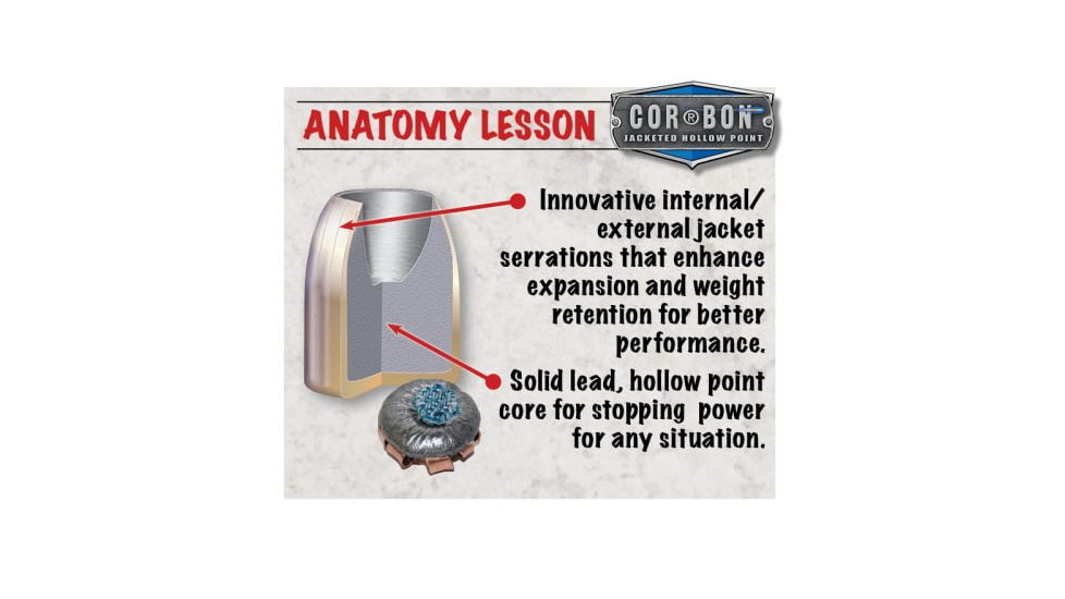 Cor Bon 45 Auto 200 Grain Jacketed Hollow Point Brass Cased Pistol Ammo, 20 Rounds, SD45200/20