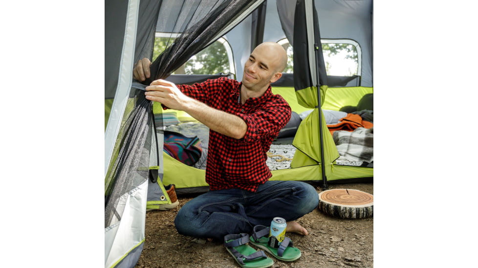 Core Equipment 10 Person Instant Cabin Tent w/Screen Room, Green/Grey, 40036