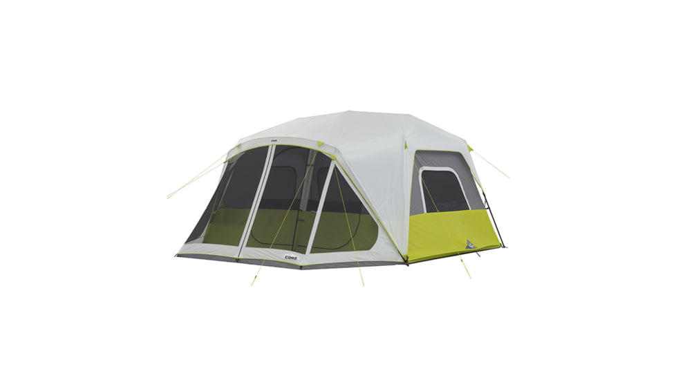 Core Equipment 10 Person Instant Cabin Tent w/Screen Room, Green/Grey, 40036