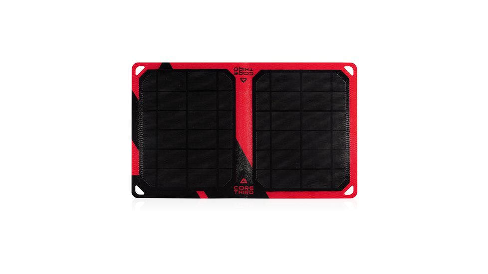 Core Third Maasai 10 Solar Charger - One Port, Black/Red, Hyperlon, 1 Year Mfg Warranty, COR-81623