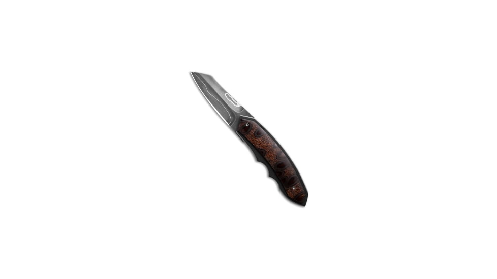 Corrie Schoeman Knives Snout Folding Knife, 2.60in, Damascus, Wharncliffe Blade, Brown Handle, Brown/Black, 6.75 inch, BHQ-212218