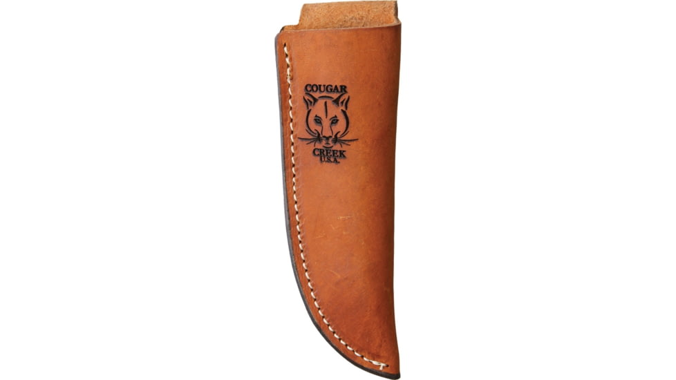Cougar Creek EZE Skinner Africanwood, 7in, ATS-34, Brown Leather Knife, 7in Overall, 3in Satin Ats-34 SS Blade, African Blackwood Handle, Brown Leather Sheath, TFCC4