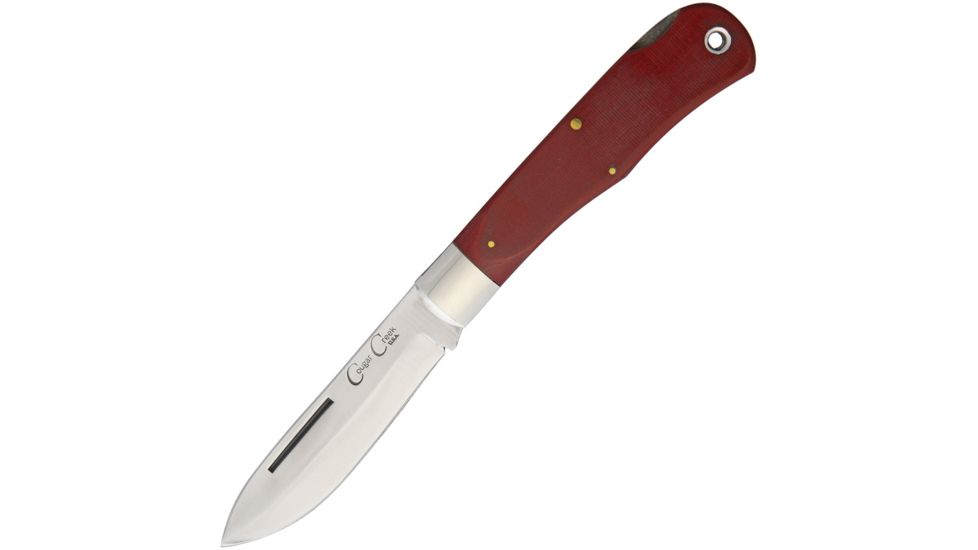 Cougar Creek Teton Mountian Micarta Folding Knife,3.75in,D2 Tool Steel,Standard Edge,Satin,Red,Micarta Handle CCTLBRM