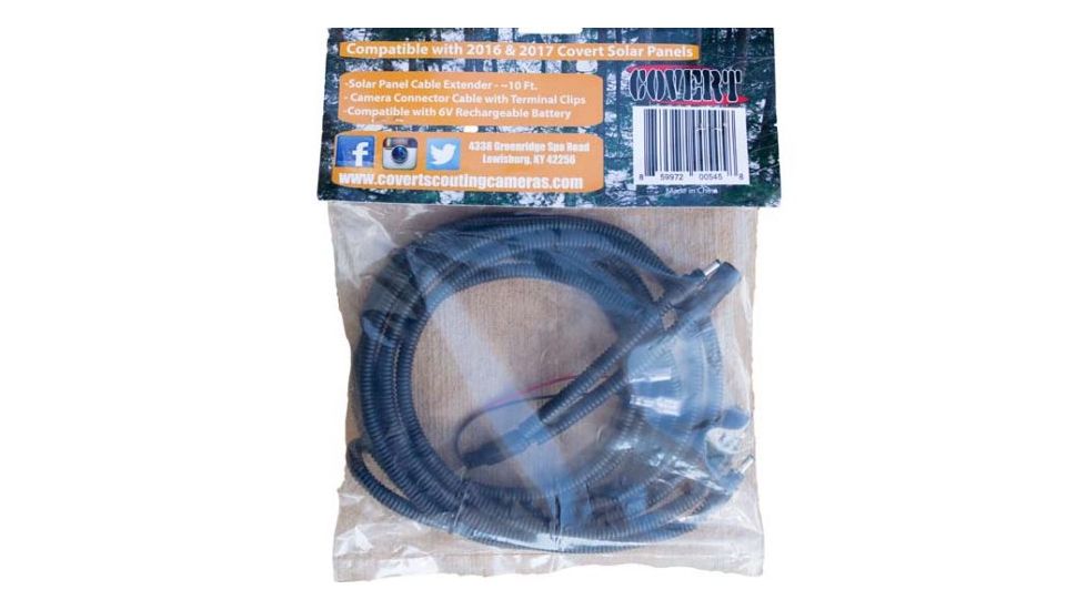 Covert Scouting Cameras Replacement Solar Panel Kit, Cable Extender-10ft, Camera Connector Cable w/Terminal 5458