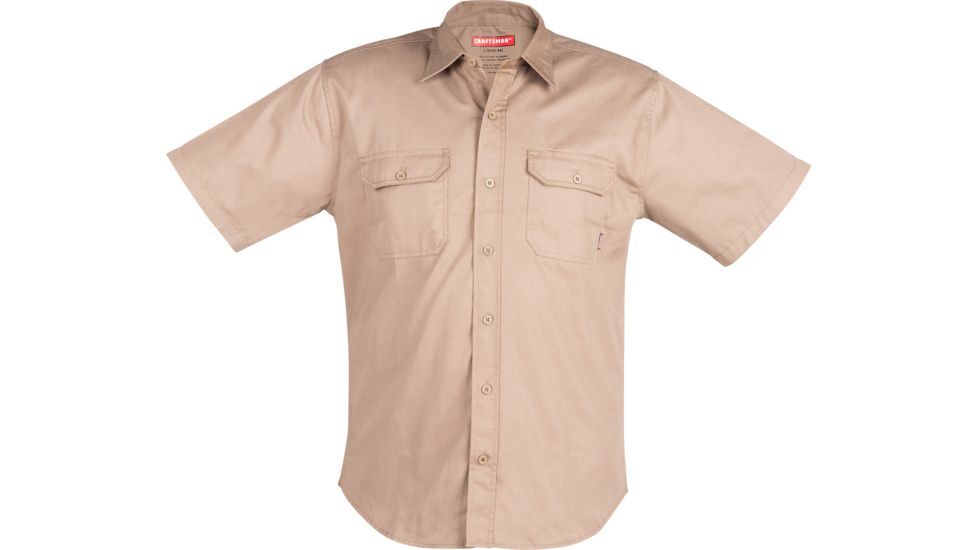Craftsman Short Sleeve Twill Shirt Khaki, Medium 17061-M