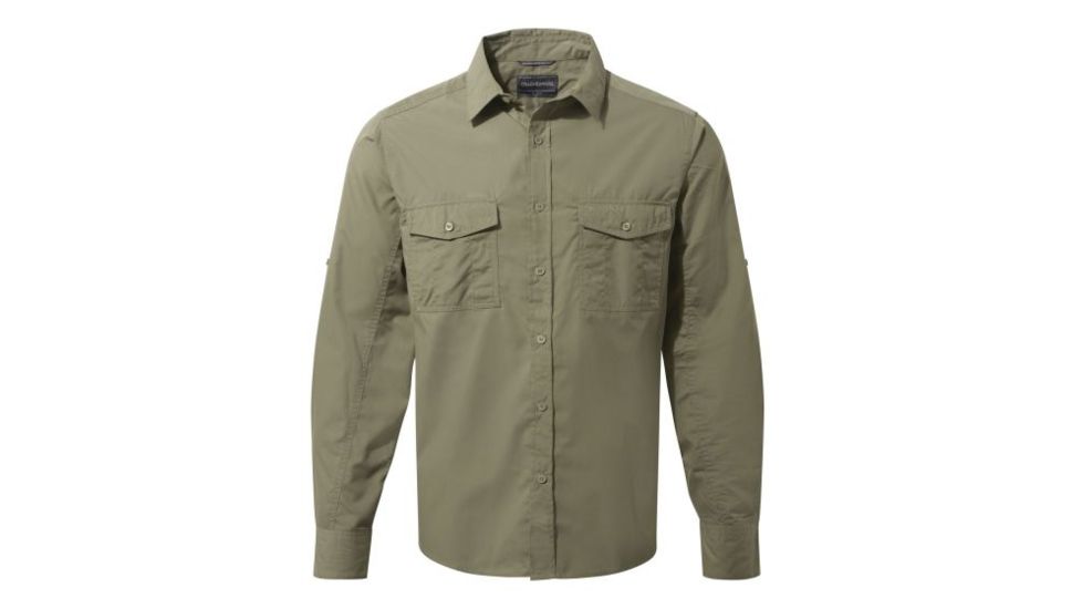 Craghoppers Kiwi Long Sleeve Shirt, Pebble, L, CMS338-62A70