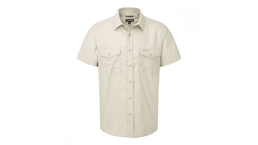 Craghoppers Kiwi Short Sleeve Shirt, Oatmeal, L, CMS339-70U70
