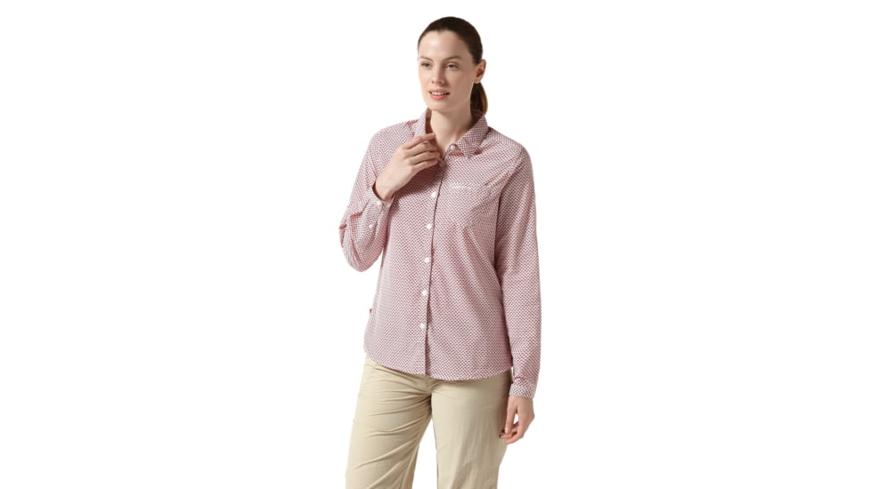Craghoppers NL Adoni Long Sleeve Shirt, Fire Red Prt, 16, CWS468-5EG20L