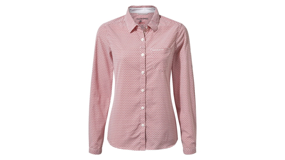 Craghoppers NL Adoni Long Sleeve Shirt, Fire Red Prt, 16, CWS468-5EG20L