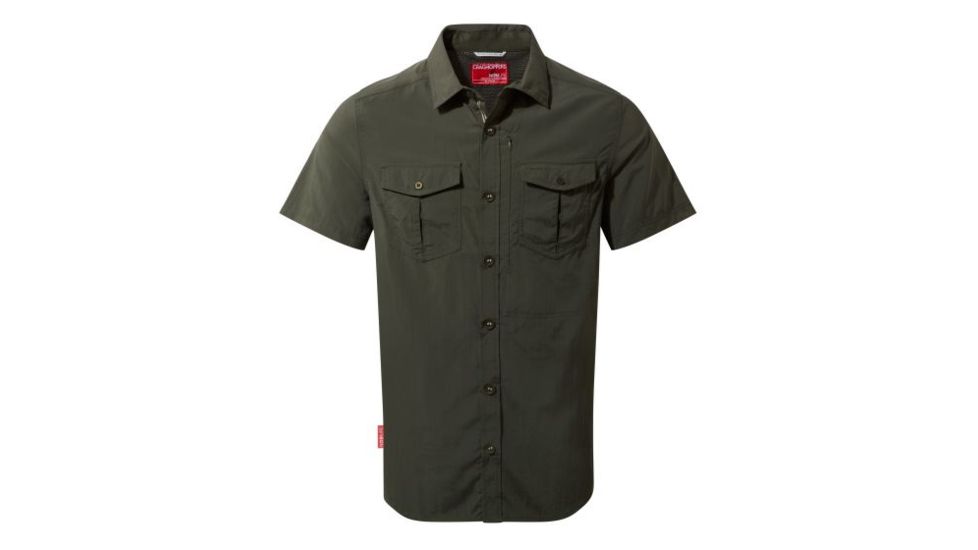 Craghoppers NL Adv Short Sleeve Shirt, Dk Khaki, L, CMS530-2AT70