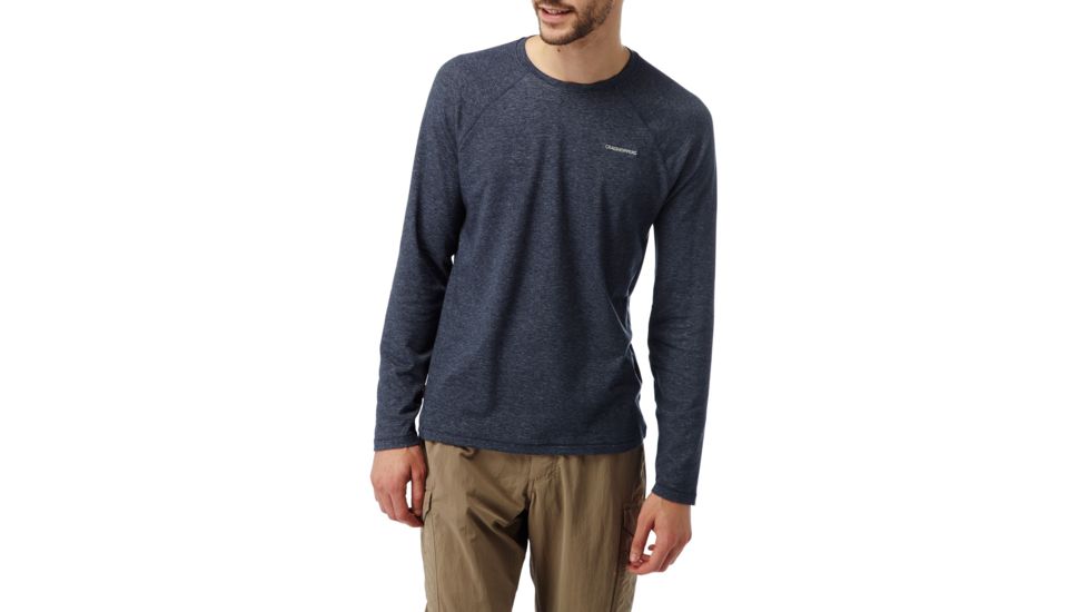 Craghoppers NLife Bayame Long Sleeve T, SoftNavyMarl, S, CMT876-11C50