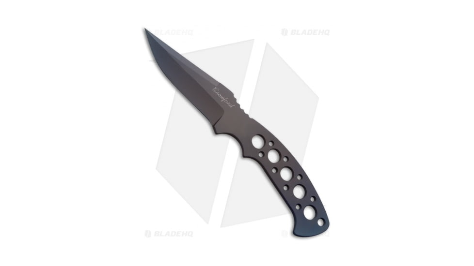 Crawford Knives Custom Kasper Fixed Blade Knife, 3.25in, Titanium, Clip Point Blade, Titanium, Black Handle, Black/Black, 7.50 inch, BHQ-20747