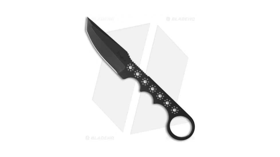 Crawford Knives Custom Trapper Fixed Blade Knife, 2.75in, CPM S30V, Tanto Blade, Stainless Steel, Black Handle, Black/Black, 6.875 inch, BHQ-22943
