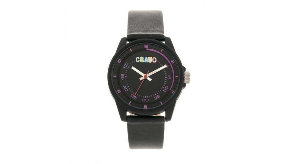 Crayo Jolt Leatherette Strap Watch, Black, CRACR4901