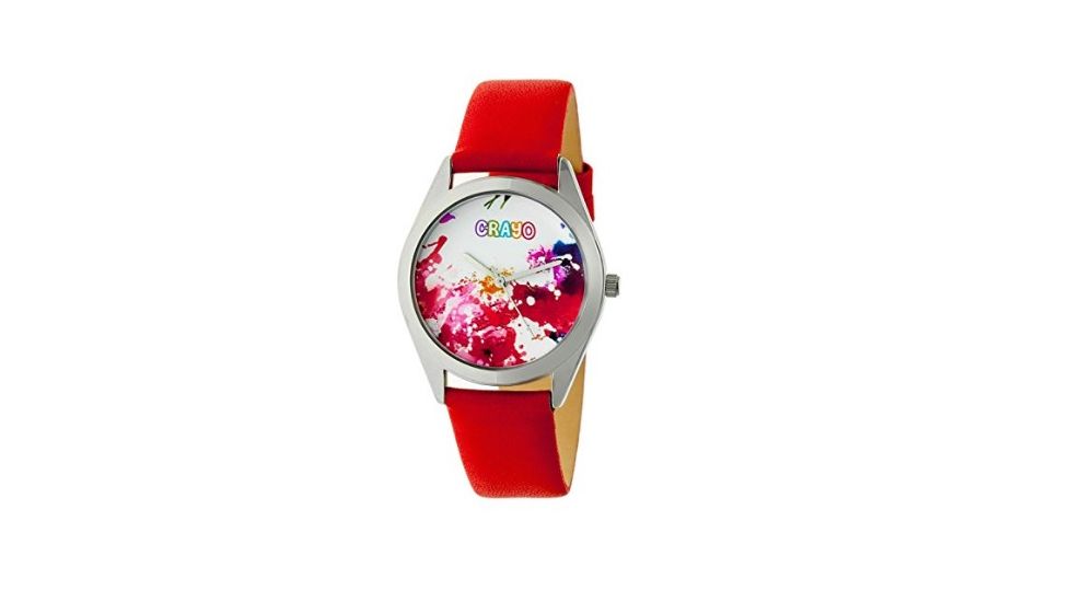 Crayo Graffiti Leather-Band Watch, Multicolor/Red, CRACR4002