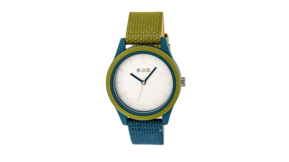 Crayo Pleasant Nylon-Band Watch, Silver/Olive, CRACR3903