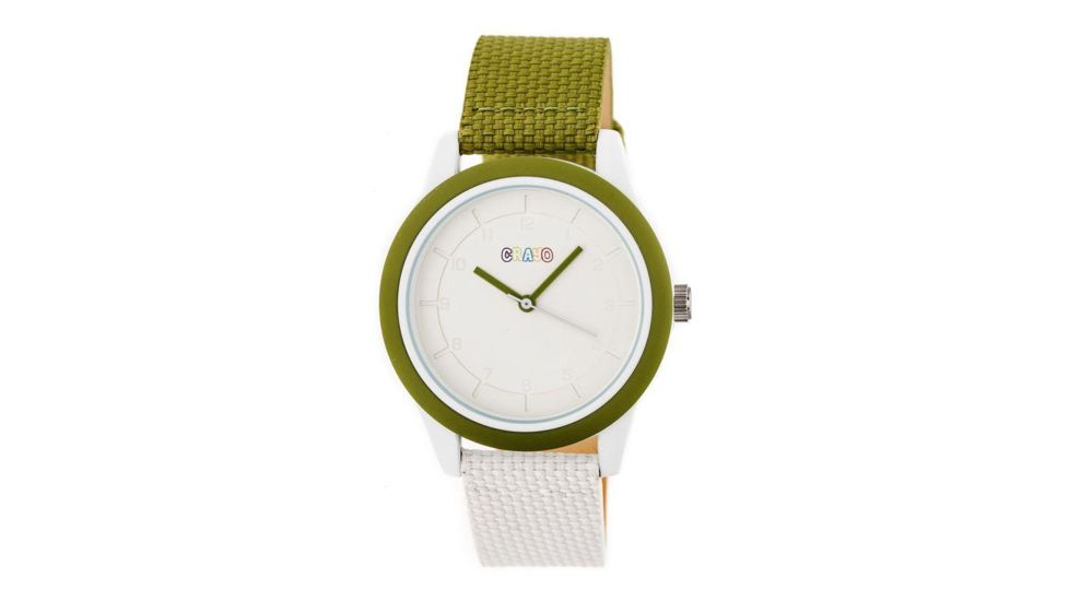 Crayo Pleasant Nylon-Band Watch, Silver/Olive, CRACR3904
