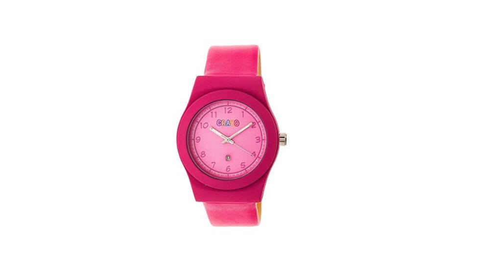 Crayo Womens Dazzle Leather-Band Watch w/Date, Hot Pink/Hot Pink, CRACR4104