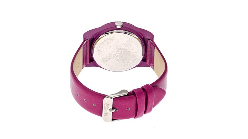 Crayo Womens Dazzle Leather-Band Watch w/Date, Hot Pink/Hot Pink, CRACR4104