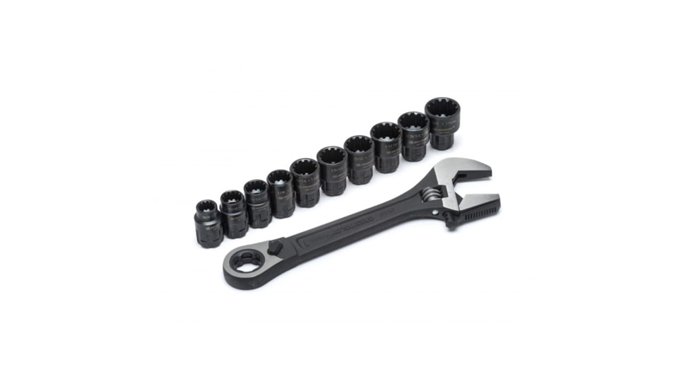 Crescent Pass-Thru X6 Black Oxide Adjustable Wrench and Spline Socket Set, Black Oxide, 11 Pc., CPTAW8