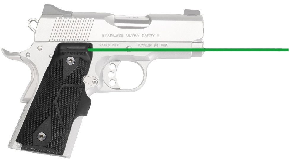 Crimson Trace Lasergrip for 1911 Officer's/Defender/Compact, Green laser, Black, LG-404G
