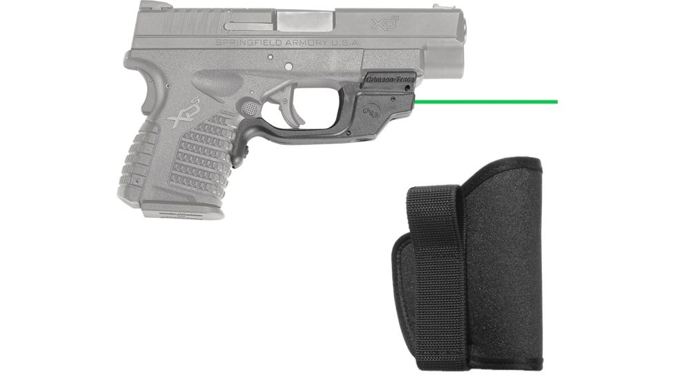 Crimson Trace LaserGuard Green Laser Sight for Springfield XD-S, 3.3/4.0, w/Tuff Products Pocket Holster, LG-469G-H