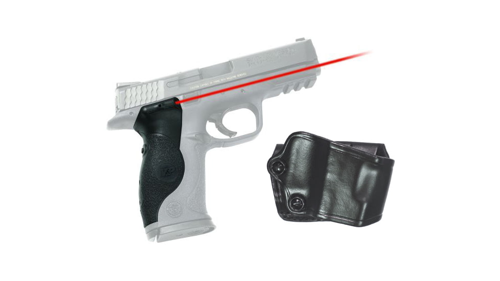 Crimson Trace M&amp;P Full-Size Rear Activation Laser Pistol Grip, GOULD, Grip and Leather Holster Combo LG-660H GOULD