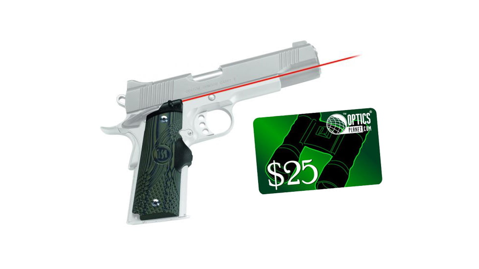 Crimson Trace Master Series Red Laser Grip for 1911 Full-Size, Green G10 handle, w/ 25 Dollar Email Gift Certificate, LG-910-LG-910-KIT2